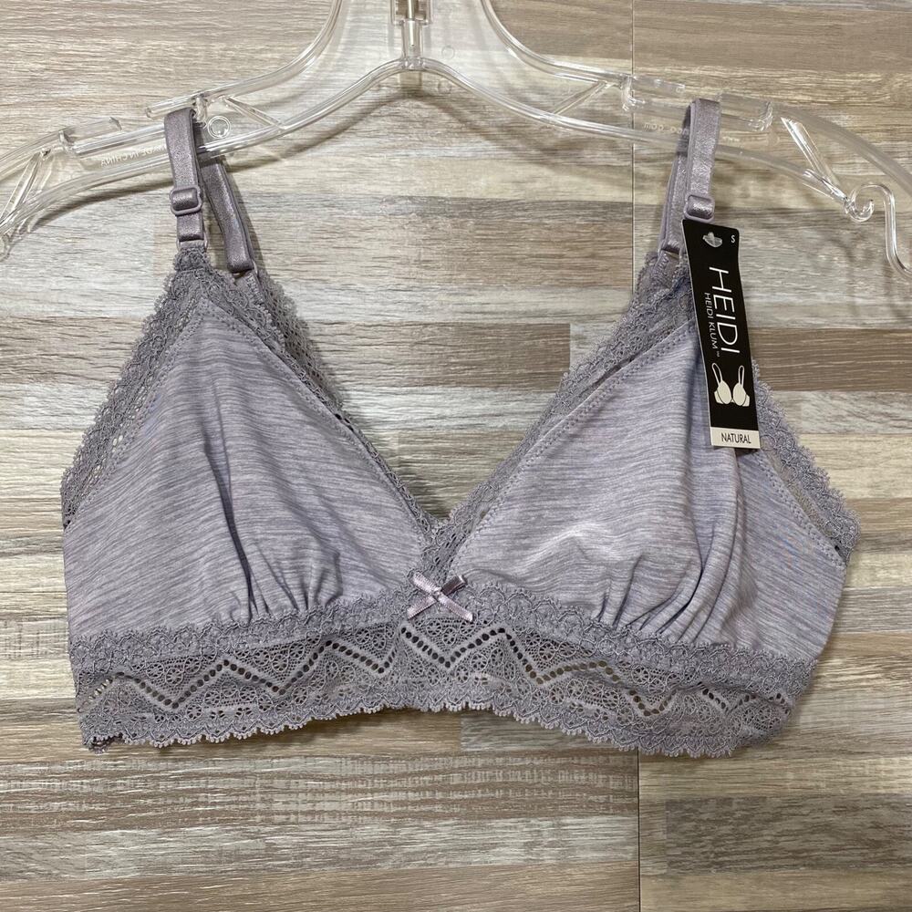 Heidi Klum Natural Lift Bralette Womens Small Heather Mist Adjustable Strap New